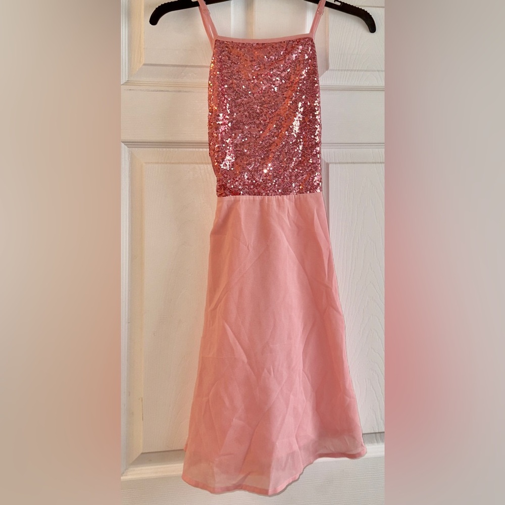 Pink Sequin Strapless Dress